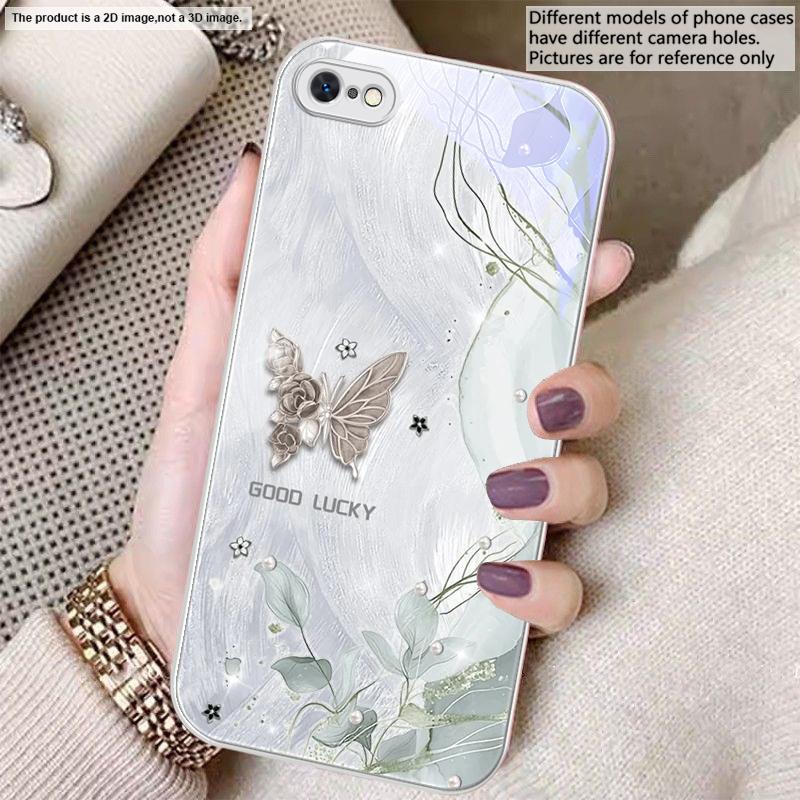 

Rose Fashion Butterfly For iPhone 17 Air 16 E 15 14 13 Plus 12 mini 17 Pro Max 11Pro XR X 16E 7 8 11 Tempered Glass Phone Case iPhone Air