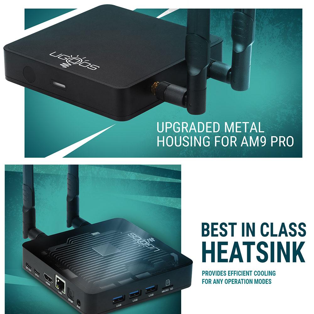 UGOOS AM9 Pro Amlogic S905X5-J TV BOX Android 14 LPDDR5 4G64G Supoprt 4K HDR WiFi6 with BT Voice Remote