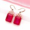 Luxury Fashion Crystal Design Red Zircon Drop Earings Square Ruby Earrings for Women Engagement Banquet Zircon