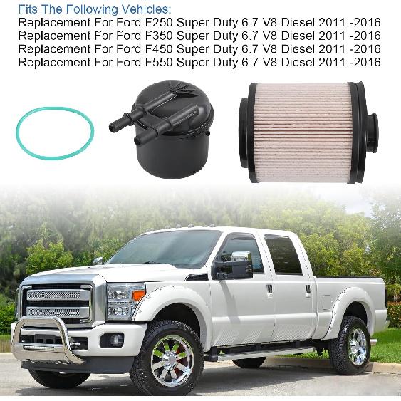 CARMOCAR 6.7 Power stroke Fuel Filter FD-4615 replacement for 2011-2016 Ford F-250 F-350 F-450 F-550 Super Duty 6.7L V8 5 Micron Diesel Replace