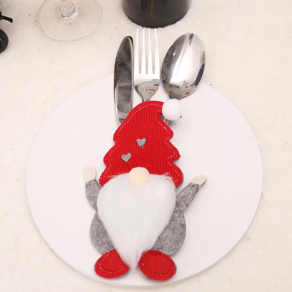 Christmas Cutlery Set Cartoon Doll Knife and Fork Cover Santa Claus Xmas New Year Party Dinner Decor Christmas Decorations