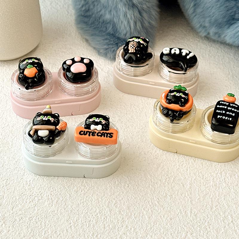 

Pull-Out Cartoon Bear Fish Contact Lens Case Women Girl Portable Drawer Style Contact Lense Box Case with Tweezers Kit