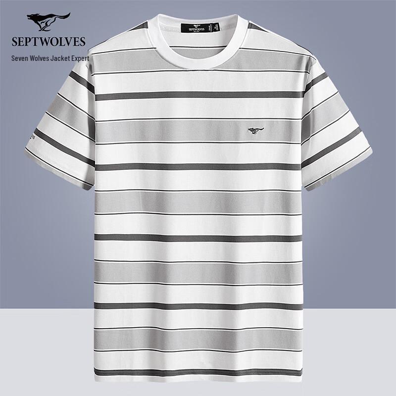 Qipilang Men s 7A Antibacterial Cooling Striped T-shirt 175/92A