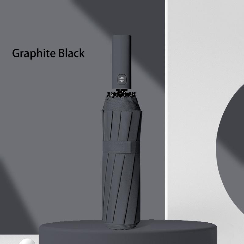 

Полностью автоматический складной зонт с 12 спицами для женщин, деловой складной зонт от солнца и дождя, анти-ультрафиолетовый и антирадиационный full-fiber&12K чёрный