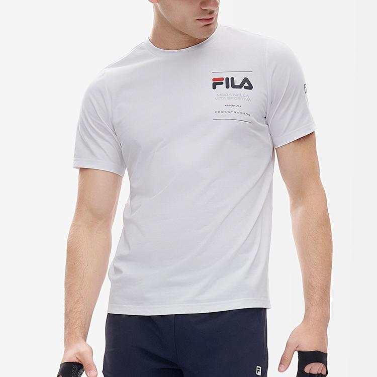 Fila Athletics Logo Print Round Neck Short Sleeve T-Shirt SS22 Men Tops Jade-White A11M221104FWT