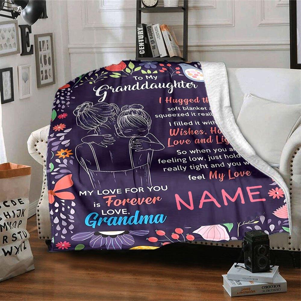 To My Granddaughter Home Customize Your Name Blankets Soft Comfortable Lightweight Allseason Multiuse Throw Blanket For Couch Office Bed Living Room