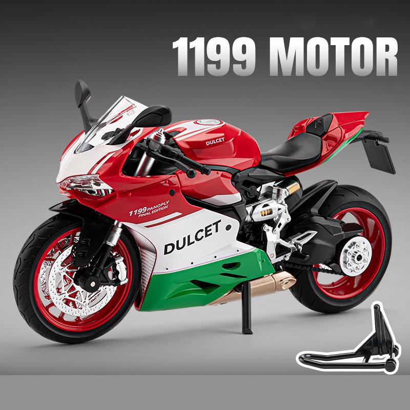 1/9 Ducati 1199 Panigale R Alloy Die Cast Motorcycle Model Toy Vehicle Collection Sound and Light Off Road Autocycle Toys Car