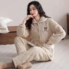 Winter padded pajamas women's three-layer thickened coral fleece padded jacket autumn and winter flannel loungewear warm suit