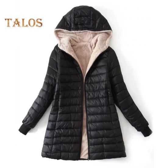 Dámské Zimní kabát S kapucí Silný plyš vycpaný Slim Fit větruodolný na zip Dlouhé rukávy Elastická manžeta Venkovní bunda Denní nošení Tepelné oblečení