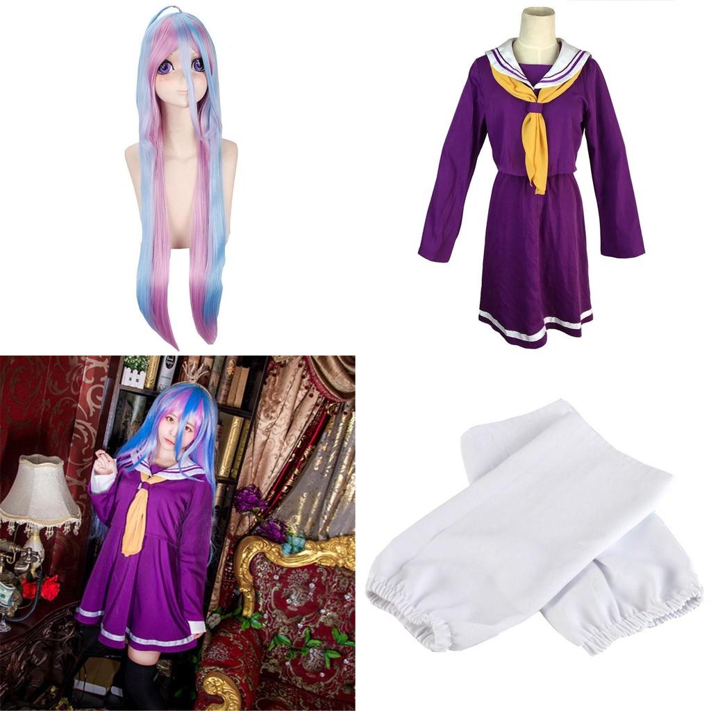 Breathable No Game No Life Shiro Cosplay Dress Shirt Tie Set With Perfect Stitches