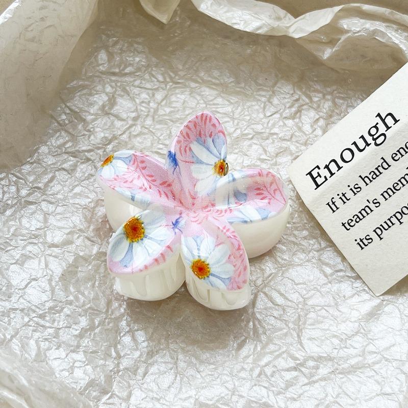 Romantic Frangipani Hair Clips with Printed Hairpins and Flower Hairpins for The Back of The Head