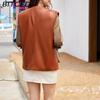 BITCED Sleeveless PU Leather Waistcoat Loose Fit Plus Size Women's Vest Cardigan Short Jacket