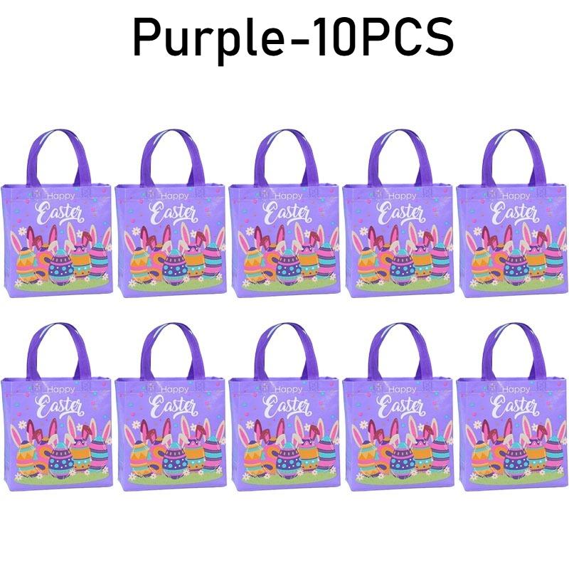 1-10PCS Easter Non Woven Tote BagDurable Dustproof Moistureproof Foldable GiftShopping Bag BunnyEgg Print Retail Merchandise Bag