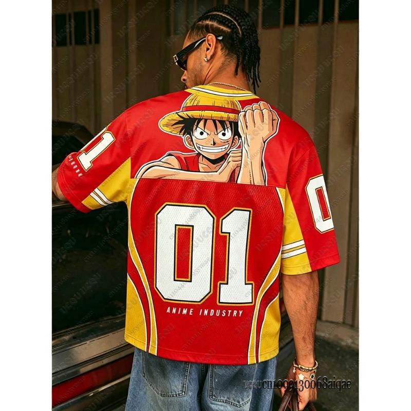 Summer New Anime One Piece Luffy Print T-shirts For Men Casual Harajuku Short Sleeve Tshirts Loose Sports Tshirt Man Clothes