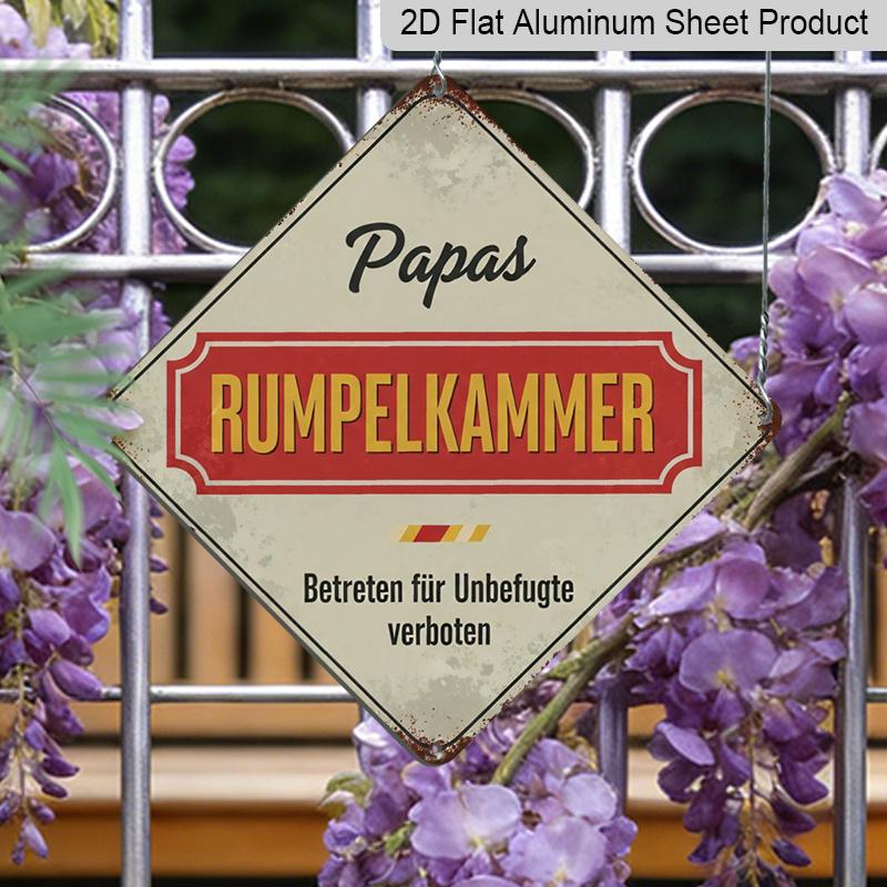 

2D Flat, 1pc Vintage Storage Room Themed Aluminum Sign, Funny German Slogan Wall Art, Rustic Aluminum Plaque, Suitable for Storage Room, Garage 20*20cm