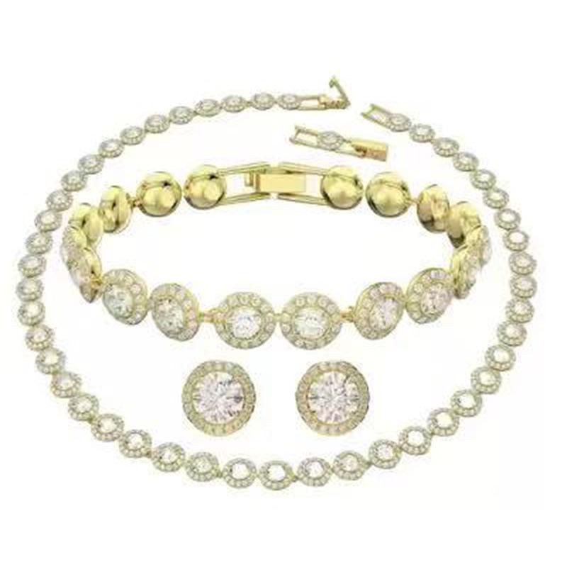 Shijia Kadın Hafif Lüks Kristal Kolye, Bileklik ve Küpe Seti