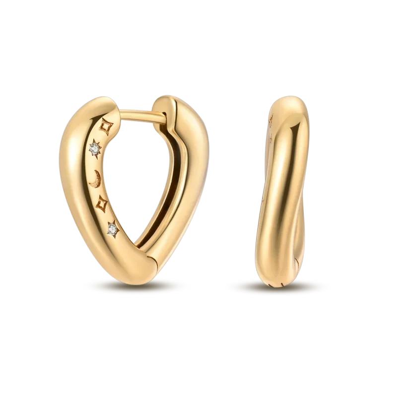 Original New In 925 Silver Gold Star And Moon Pave Colored Zircon Earrings For Women Trending Fashion Jewelry Birthday Gift