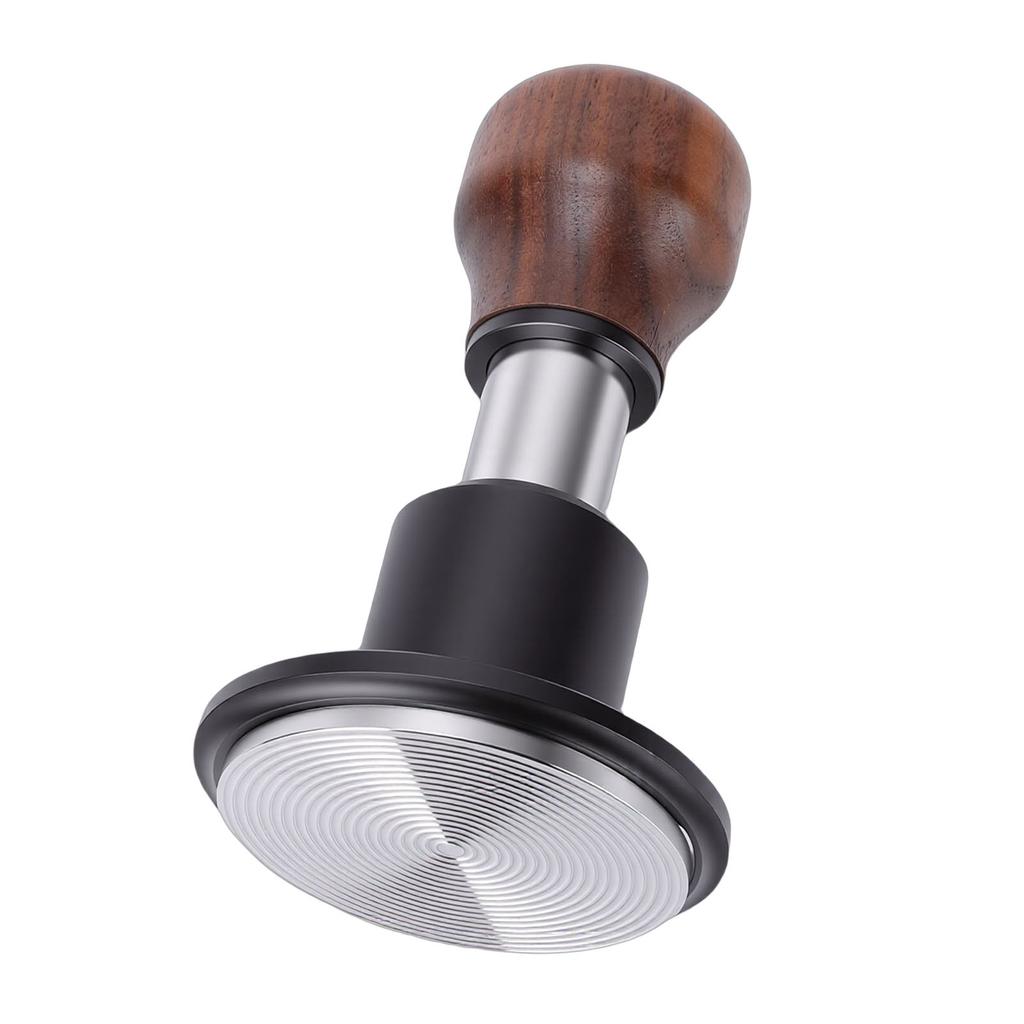 58.5mm Coffee Tamper Constant Pressure Spring Loaded Coffee Press Tamper Stainless Steel with Walnut Handle Threaded