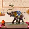 Elefantljusstakar i metall Set om 2, Heminredning - Presentartikel, Dekorativ elefantprydnad för bordsdekoration