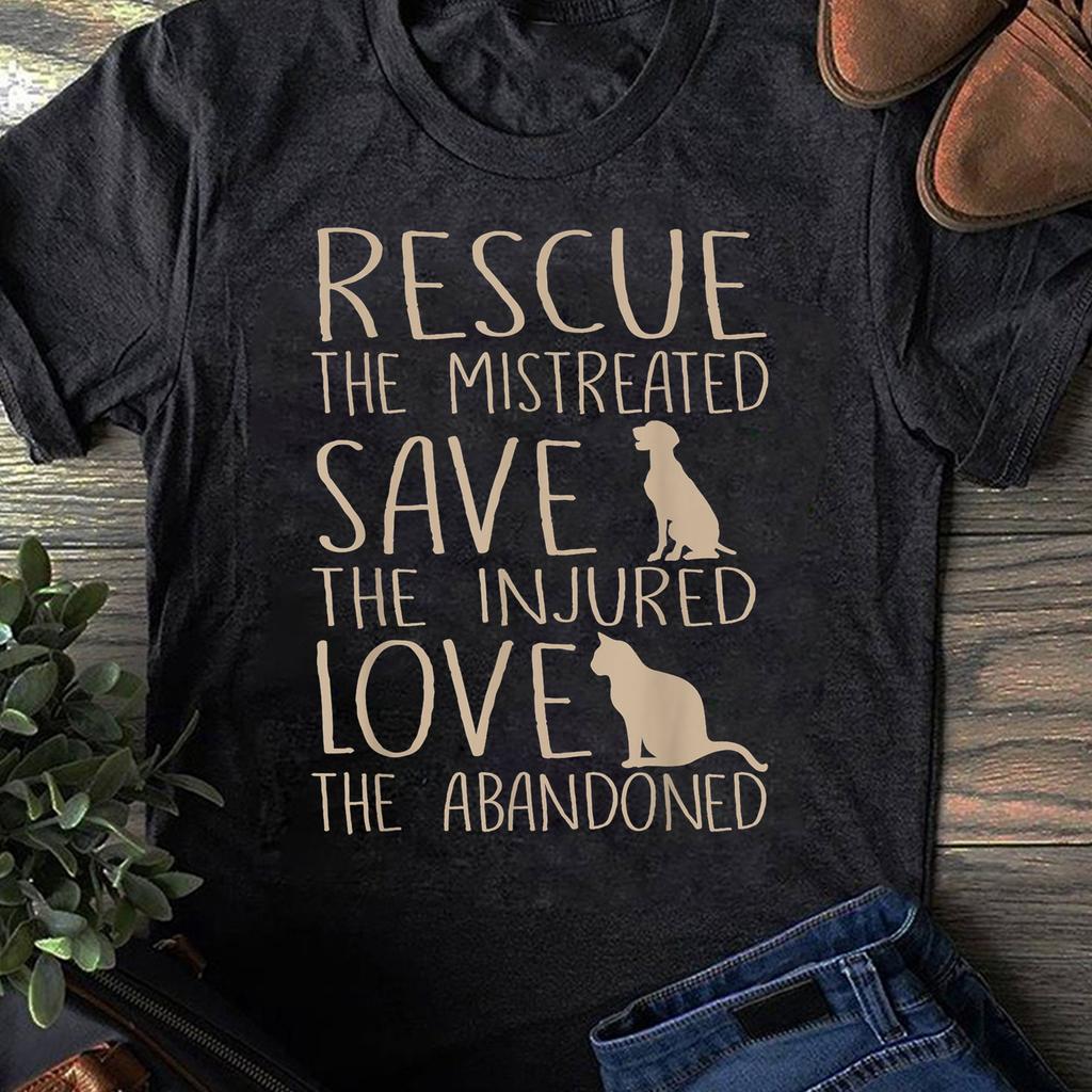 Rescue Save Love Cute Animal Rescue Dog Cat Lovers T-Shirts Women Tops