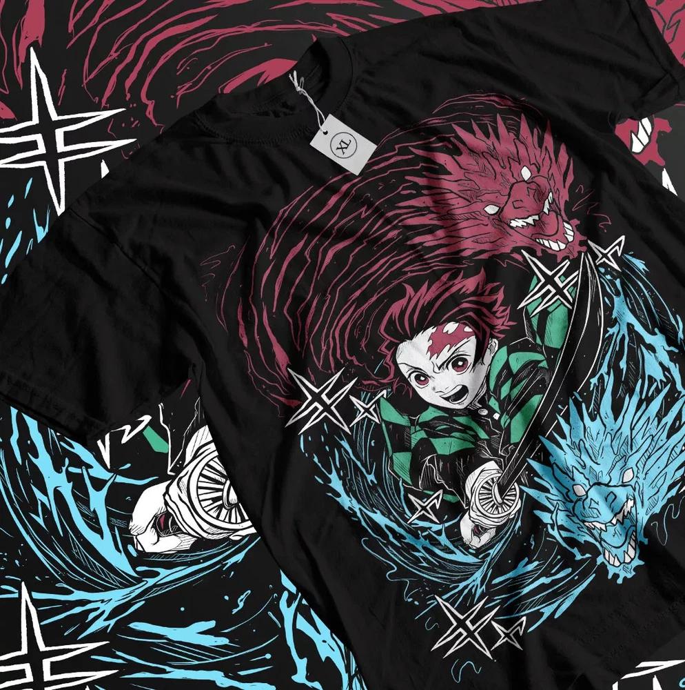 Tanjiro Demon Slayer Tshirt Kimetsu No Yaiba Anime Unisexga Nezuko Shirt Black S