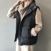 Women Winter Vest Coat Stand Collar Solid Color Button Closure Sleeveless Padded Thick Short Type Windproof Warm Lady Waistcoat