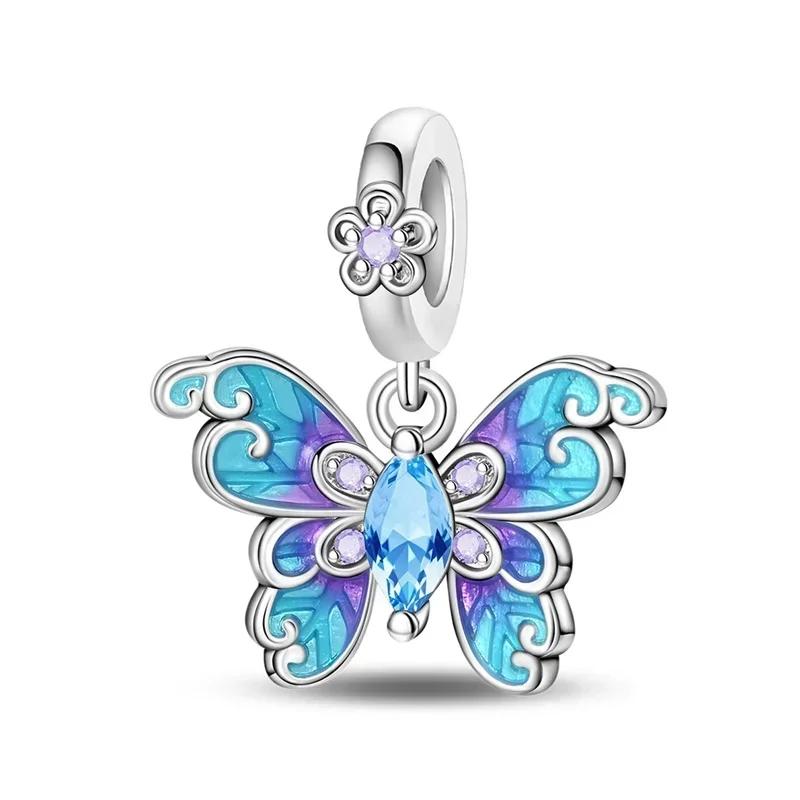 Sparkling Purple Charms 925 Silver Jellyfish Birthday Pendant Bead Compatible Original Bracelet DIY Jewelry Accessories