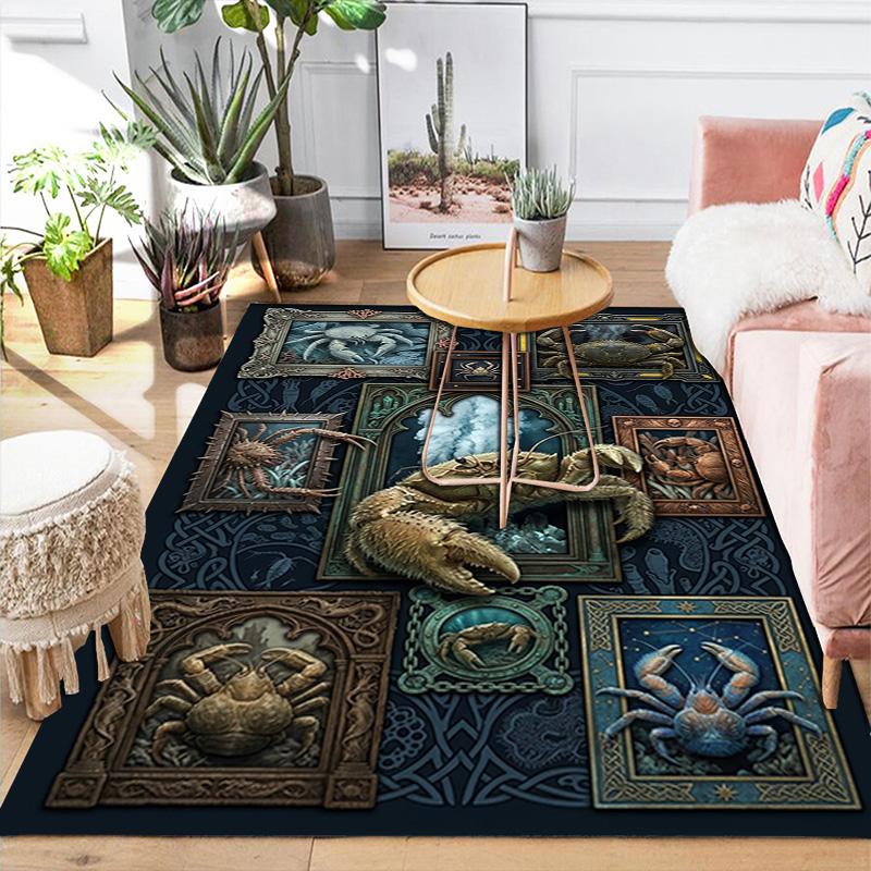 Crab Variations Art Pattern Rug Floor Mat for Living Room or Bedroom Soft and Comfortable Carpet a Gift for Birthday and Holiday.