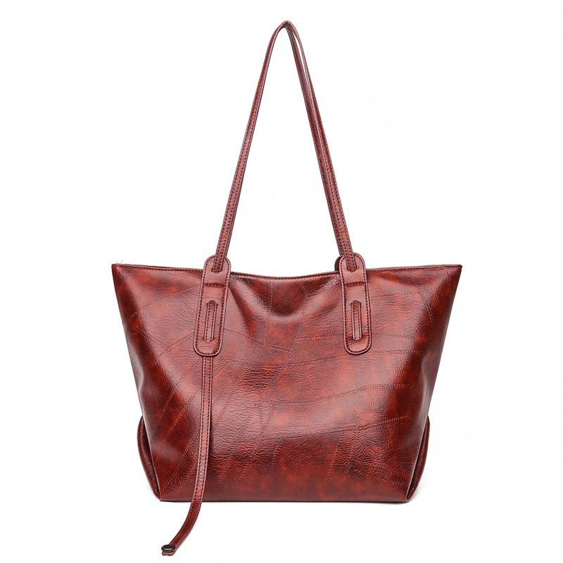 Women's bag generation Crazy Horse leather retro shoulder bag large capacity cowhide portable tote large bag OEM