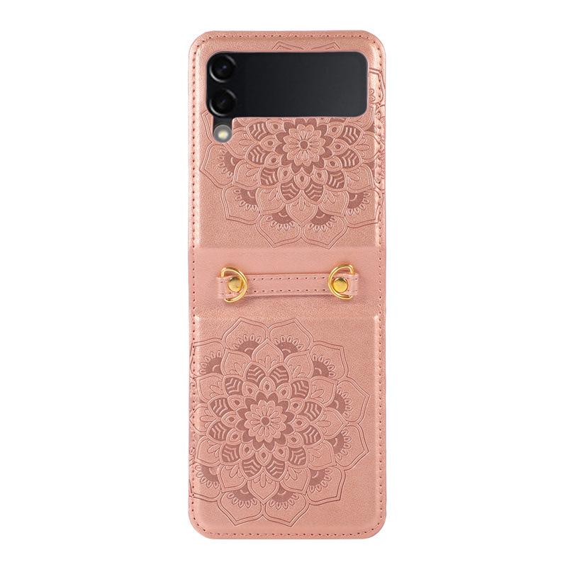 Mandarava Flower Crossbody Case for Samsung ZFlip7/6/5/4 - Foldable Screen Protective Cover with Lanyard