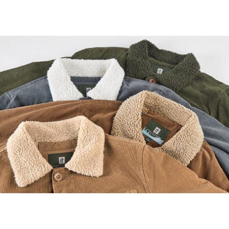 Jackets Padded Warm Loose Parka Coat Corduroy Short Jacket Man Solid Zip Windbreaker Winter Men's Loose