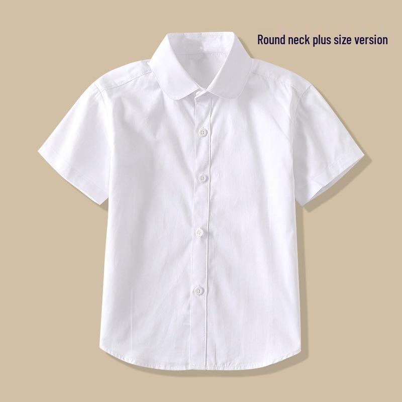 Kinder Kurzarm Weißes Baumwollhemd - Sommer Schuluniform für Jungen und Mädchen