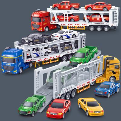 Caminhão de Transporte Reboque Duplo Estendido para Brinquedos Infantis, Caminhão de Brinquedo