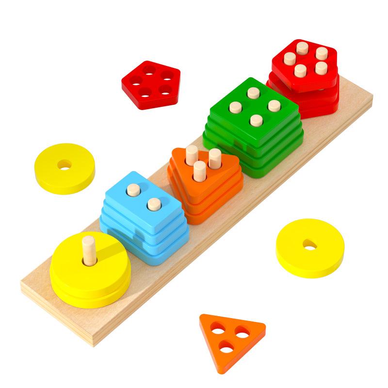 Geometric Shape Column Set - Early Learning Toy for Color, Shape & Size Recognition