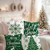 4pcs Pcs Christmas Tree & Snowflake Throw Pillow Covers - Double-Sided Zipper Cushion Cases Suitable Bedroom Car Office, Machine Washable Green Snowfl