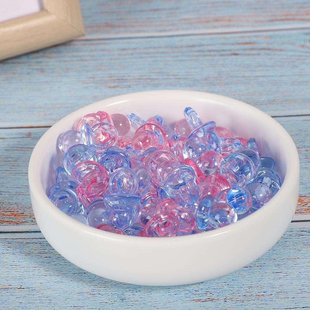 100Pcs Acryl Schnuller Geburtstag Party Dekoration Baby Taufe Beruhigende Mini Farbe Spielzeug