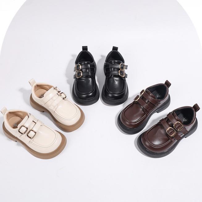 Spring Korean Version of Girls Mary Jane Shoes Student Black Leather Shoes Retro British Style Belt Buckle Shoes