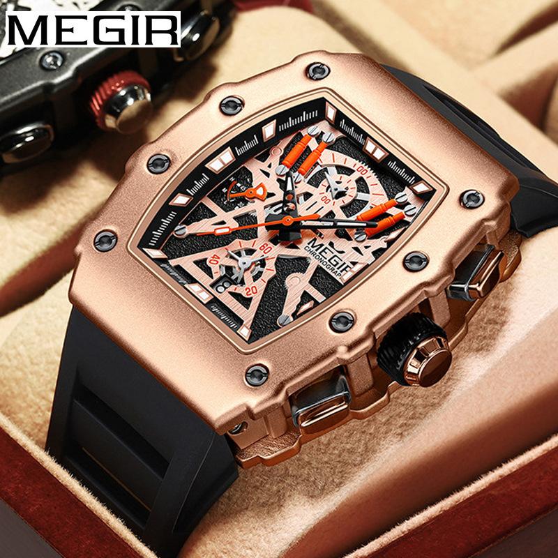 Watch Men'S Barrel Watch Square Domineering Chronograph Silicone Men'S Watch 2218