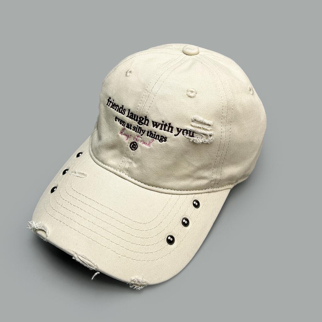 Spring And Autumn Street Rivet Embroidery Letter Baseball Cap Men'S And Women'S Sunshade Heavy Industry Wind Personality Cap