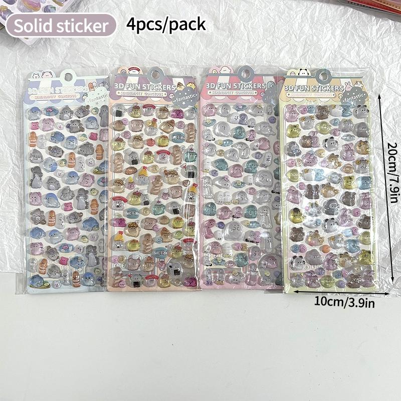 Kawaii Animal 3D Stickers DIY Cartoon 3D Relief Stickers Laptop Decal Aesthetics Sticker Scrapbook Party Favor Gifts