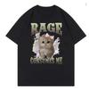 Retro Rage Consumes Me Cat Funny T Shirts Unisex Women Cat Tshirt Round Neck Short Sleeve Trendy Tee Shirt Streetwear
