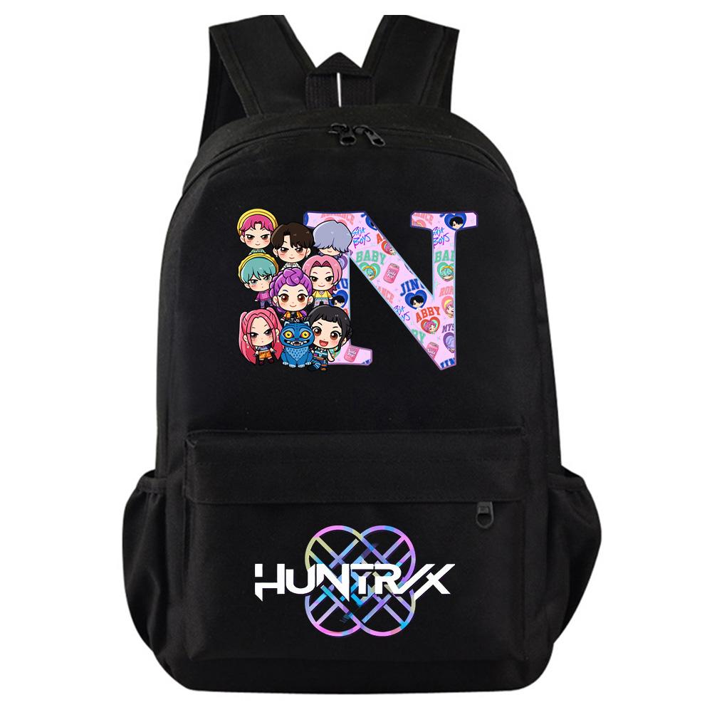 26 English Letter Kpop Demon Hunters Printed Backpack for Teenager Student Girl Boy Bookbag Schoolbag Women Large Capacity Travel Bag Kid Gift Rucksak