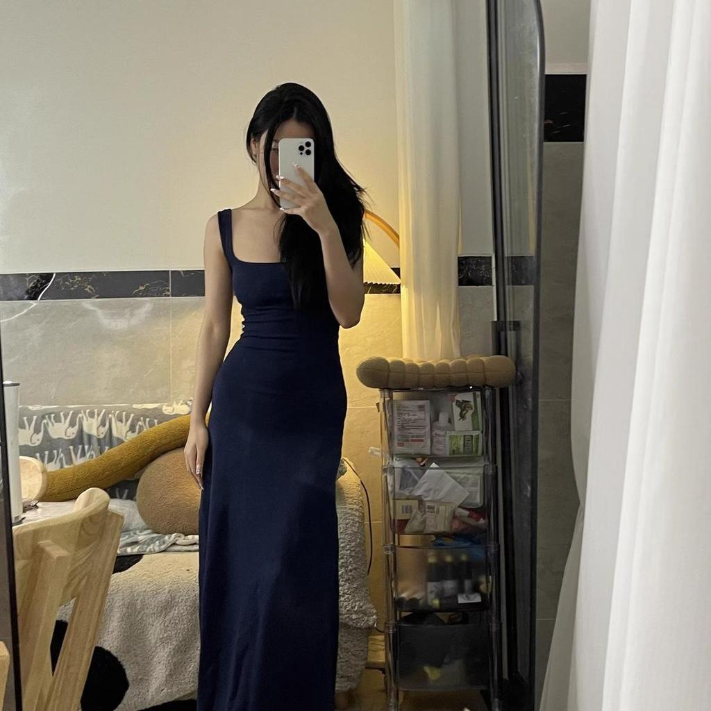 Spring/Summer 2026 Navy Blue Sleeveless Maxi Dress for Tall Women