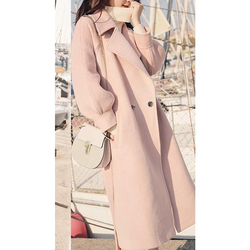 Autumnal and Wintertime Mid-length Hepburn-style Woolen Coat for Women, Cashmere-like Woolen Coat and Windbreaker