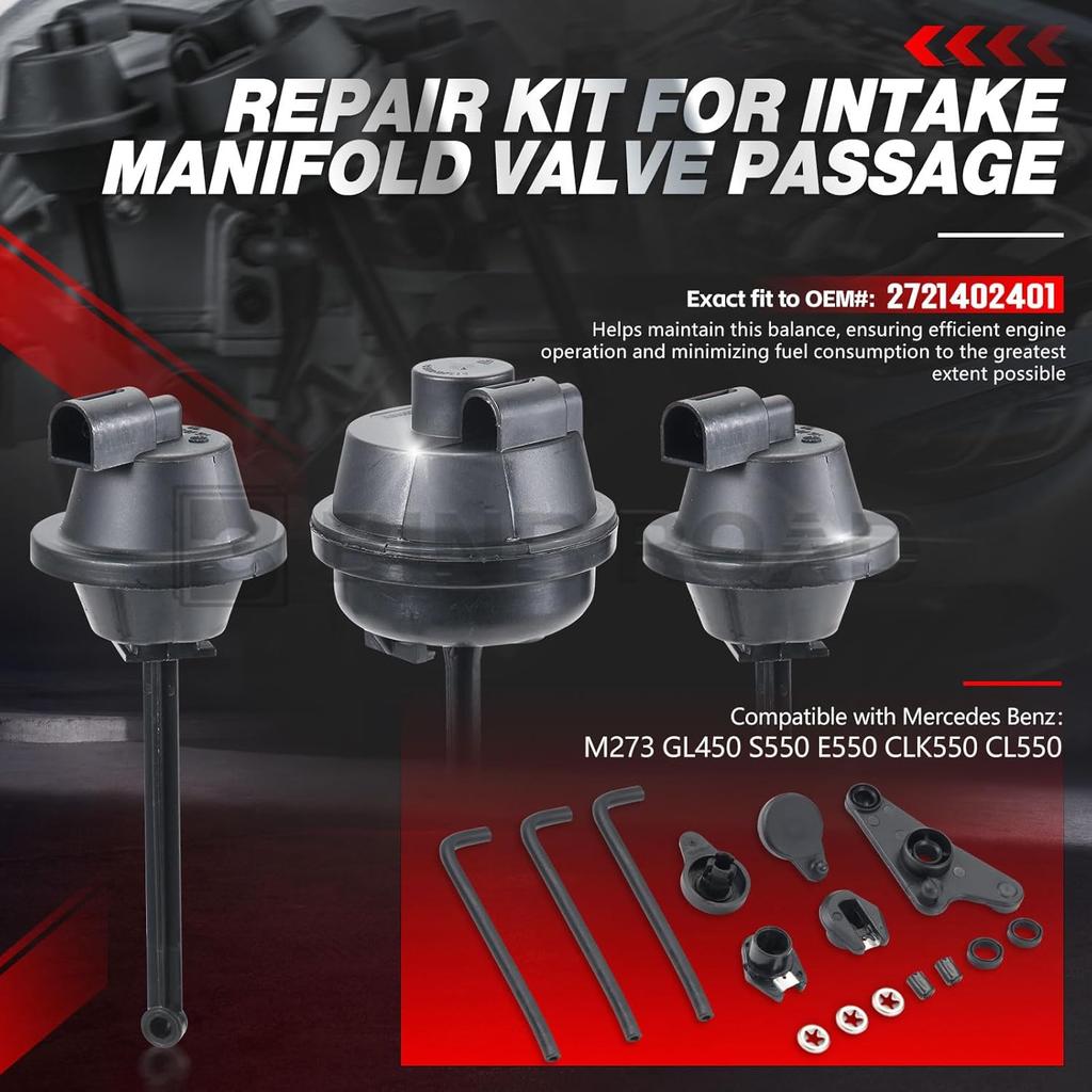 Intake Manifold Air Flap Runner Repair Kit Gasket 2721402401 Compatible with Mercedes Benz M273 GL450 S550 E550 CLK550 CL550