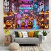 8x6 feet Halloween pumpkin party backdrop - with neon lights, jack-o'-lanterns, bats and ghosts