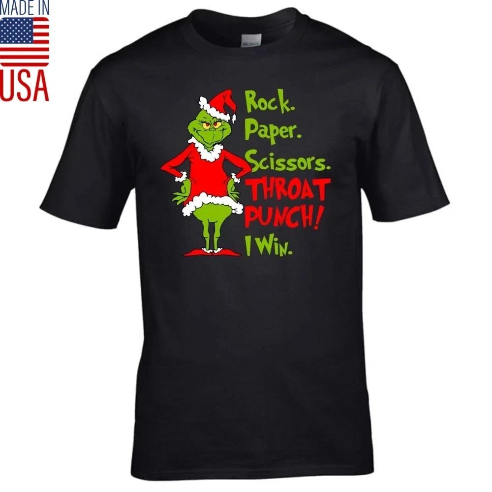 Grinch Rock Paper Scissors Throat Punch I Win Christmas Shirt, Xmas 2025 Shirt XL
