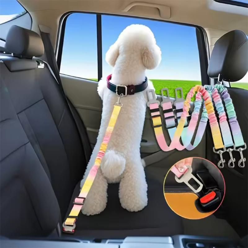 Adjustable Dog Car Seatbelts for Vehicle Nylon Pet Safety Seat Belt with Elastic Bungee Buffer Durable Colorful Car Harness