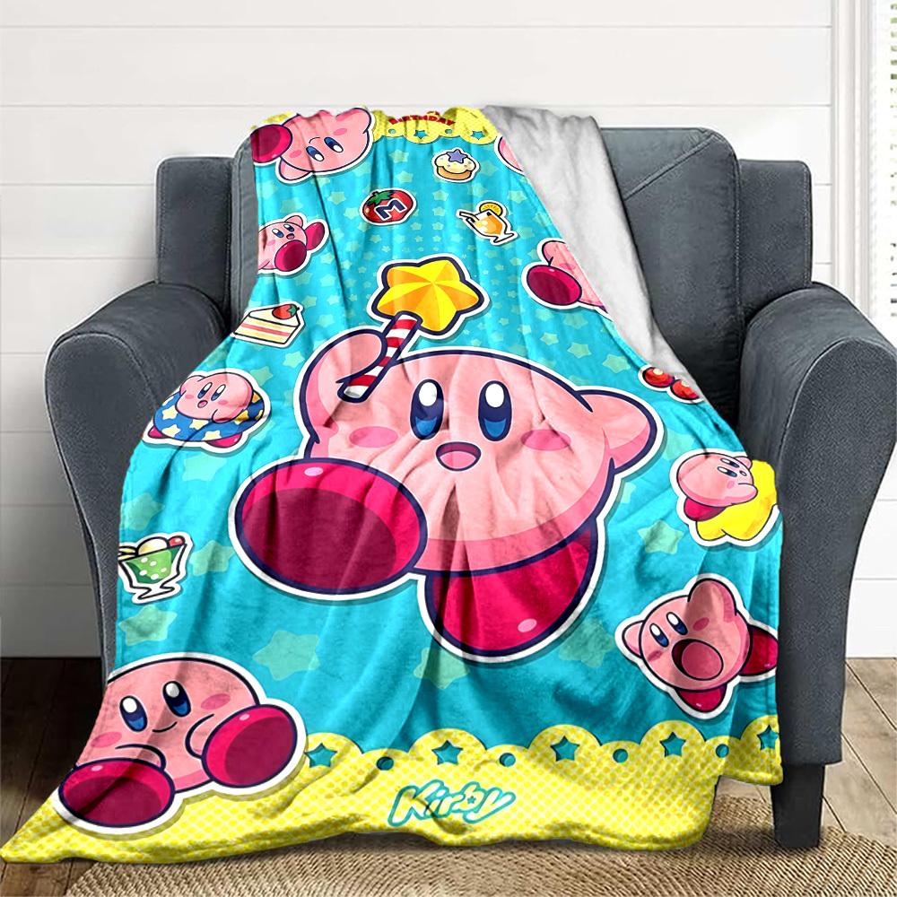 1 manta de franela Kirby de cumpleaños, suave y agradable para la piel con estampado digital, varios tamaños disponibles para la familia, amigos, cumpleaños.