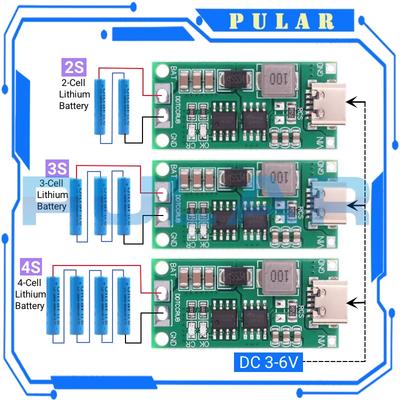 18611 Litiumbatteri Flercelligt 1S 1S 1S Typ-C Till 8.1V 11.6V 16.8V Step-Up Boost LiPo Polymer Li-Ion Laddare 7.1V 11.1V 11.8V